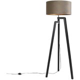QAZQA Stojalo za talno svetilko črno s senčilom in zlato 50 cm - Puros | Shoptok.si