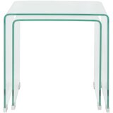 The Living Store Dvodelni Komplet Mizic iz Kaljenega Stekla Prosojen - Komplet Zložljivih Mizic, (21421235) | Shoptok.si