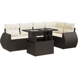 Maison Chic Seti vrtnega pohištva - Vrtna garnitura - Vrtni pohištvo set 6-delna z blazinami rjav poli ratan, (21805020) | Shoptok.si