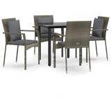  5-dijelni vrtni blagovaonski set crno-sivi od poliratana | shoptok.hr