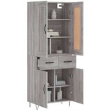 vidaXL Visoka komoda siva sonome 69,5x34x180 cm od konstruiranog drva | shoptok.hr