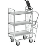HelgeNyberg voziček z lestvijo SERIJE 100, 3 police, DxŠxV 890 x 460 x 1120 mm | Shoptok.si