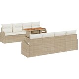 vidaXL Vrtna sedežna garnitura s shranjevanjem 9 pcs Bež Poly ratan, (5000022138) | Shoptok.si