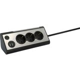 3 Namizni podaljšek z vtičnicami ( 3 vtičnice, 2 USB vhoda, srebrna/črna barva) Cene