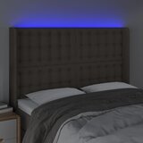  LED uzglavlje smeđesivo 147 x 16 x 118/128 cm od tkanine | shoptok.hr
