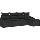 vidaXL set vrtnarskega kavča Set 5 Črna Ratan, poliester blazine, (22065088) | Shoptok.si