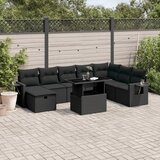 vidaXL 9-dijelni set vrtnih sofa s jastucima crni od poliratana | shoptok.hr