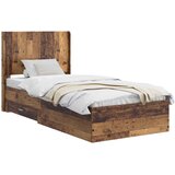  Krevetna konstrukcija s pohranom i uzglavljem Staro drvo Smeđa 90 x 200 cm | Shoptok.si