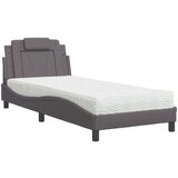  Postelja z vzmetnico siva 90x200 cm umetno usnje | Shoptok.si