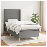  Box spring postelja z vzmetnico temno siva 80x200 cm blago | Shoptok.si