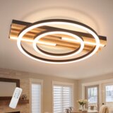 Nettlife LED Stropna Svetilka 34W 38cm Zatemnilna, Lesen Okvir Geometrijski Dizajn s Pomnilnikom, (5000491343) Cene