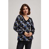 Marisse Patterned V-Neck Blouse, Black | ePonuda.com