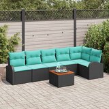  Sjedeća garnitura za vrt 7 kom. Crna i Tirkizna poliratan 289 x 124 x 69 cm | Shoptok.si