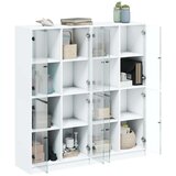 vidaXL Knjižna omara z vrati bela 136x37x142 cm inženirski les | Shoptok.si