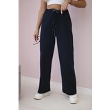 Włoski Punto pants with wide legs navy blue Cijene