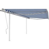 vidaXL ročno zložljiva tenda s stebrički 4x3 m modra in bela | Shoptok.si