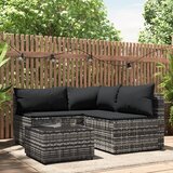 The Living Store Vrtna sedežna garnitura 4-delna z blazinami siv poli ratan - Vrtna Sedežna Garnitura, (21469292) | Shoptok.si