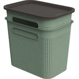 Rotho Zelene plastične kutije za pohranu u setu 2 kom s poklopcem 18,5x27x26 cm Brisen –