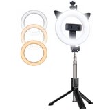 Evelatus CP X3 LED 16 cm polnilna lučka za selfije z daljinskim upravljalnikom BT in ročajem + talno stojalo 20–90 cm + držalo za telefon, (21230784) Cene