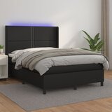 The Living Store Box spring postelja z vzmetnico LED črna 140x200cm umetno usnje - Box Spring Postelja, (21518368) | Shoptok.si