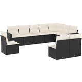  10-dijelni set vrtnih sofa s jastucima crni od poliratana | shoptok.hr