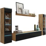 P & B Dnevni Regal Vera, Črna, Barva Hrasta, 4-Delno, Led Cene