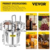 SupplySwap Destilator za alkoholno pivo, nerjaveče jeklo, DIY aparat za mesečino, 30L, (5000216820) | Shoptok.si
