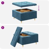  Otoman za pohranu s jastukom Plava 80 x 80 x 45 cm Baršun | shoptok.hr