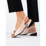 GOODIN Beige patent leather low-heeled sandals Cene