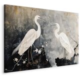  Slika - Herons and cherry blossoms - oriental-style illustration depicting birds 120x80 Na talijanskom platnu | shoptok.hr