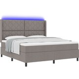 vidaXL Box Spring Postelja z Blazino in LED Taupe 180x200 cm Tkanina, (22048958) | Shoptok.si