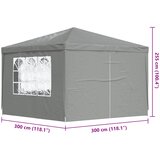 Šator za zabave 300 x 300 x 255 cm Svjetlosiva PE i čelik | shoptok.hr