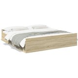 Maison Chic Posteljni okvir - Dvoposteljna postelja - Zakonska postelja s predali sonoma hrast 200x200cm inženirski les, (21694511) Cene