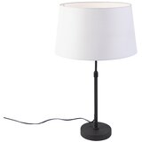 QAZQA Namizna svetilka črna s platnenim odtenkom bela 35 cm nastavljiva - Parte Cene