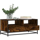 vidaXL Klubska mizica dimljen hrast 100x50x45 cm inžen. les in kovina | Shoptok.si
