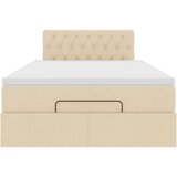 vidaXL Otomanski posteljni okvir z vzmetnico krem 120x200 cm blago | Shoptok.si