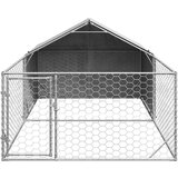 vidaXL Zunanji pasji boks z izpustom 5x2x1,5 m pocinkano jeklo | Shoptok.si