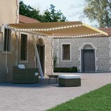 vidaXL Ročno zložljiva tenda z LED lučkami 450x300 cm rumena in bela Cene