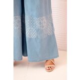 Kesi Włoski Plus Size women's trousers with wide legs and ethnic embroidery light denim | shoptok.hr
