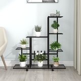 vidaXL Stojalo za rože s kolesi 94,5x25x92,5 cm črno kovinsko Cene
