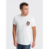 Ombre Men's cotton t-shirt with chest print - white