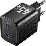 45W PD - GaN technology charger, 2x USB-C (black)