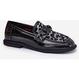 VINCEZA Leather Patent Moccasins With Mesh Black 31931 | Shoptok.si