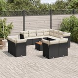 vidaXL 12-dijelni set vrtnih sofa od poliratana s jastucima crni | shoptok.hr