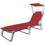  Sklopiva ležaljka za sunčanje s krovom čelik i tkanina crvena | shoptok.hr