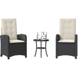  3-dijelni bistro set s jastucima crni od poliratana | shoptok.hr