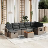 Maison Chic Seti vrtnega pohištva - Vrtna garnitura - Vrtni pohištvo set 8-delna z blazinami siv poli ratan, (21800247) | Shoptok.si