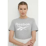 Reebok Bombažna kratka majica Identity ženska, siva barva, 100034852