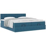 vidaXL Otomanski posteljni okvir z vzmetnicami moder 200x200cm žamet | Shoptok.si