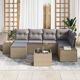  Sjedeća garnitura za vrt 6 kom. Bež i svijetlo siva poliratan 264 x 62 x 85 cm | Shoptok.si